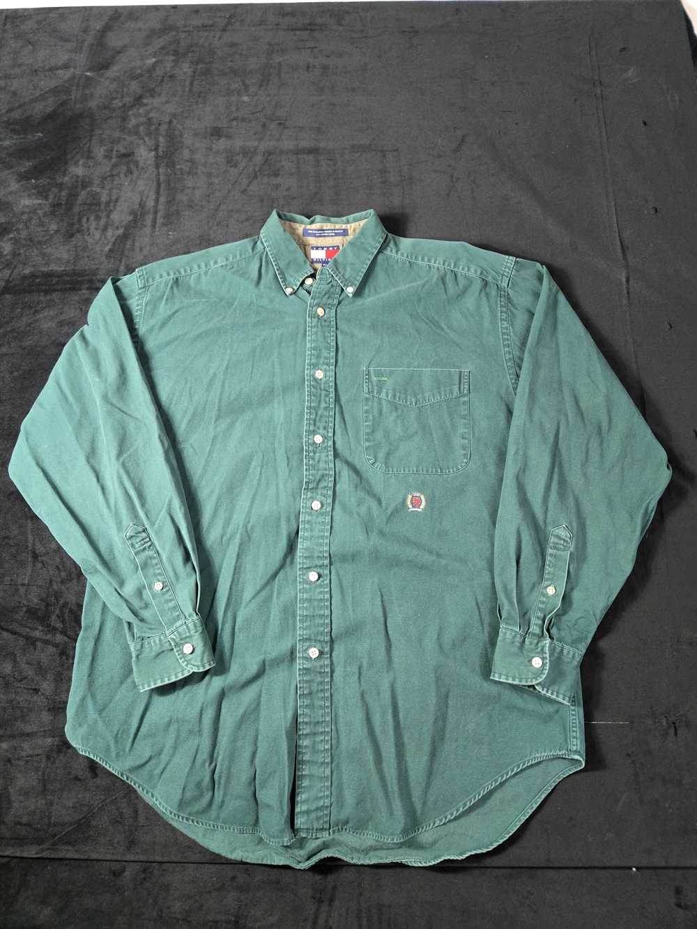 Tommy Hilfiger Green Long-Sleeve Button-Down Shirt